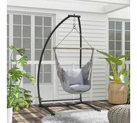 Outsunny Hammock Chair Stand with Metal Frame C Shape Hammock Stand Only, Black - Black - Steel - 108cm x 130cm x 198cm