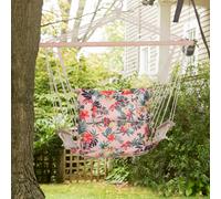 Outsunny Hammock Hanging Rope Chair Swing w/Cushion 100KG Multicolour Flower
