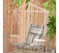 Outsunny Hammock Hanging Rope Chair Swing w/ Cushion 120KG Max Multicolor - Multicolored stripes - polyester fabric - 100cm x 106cm