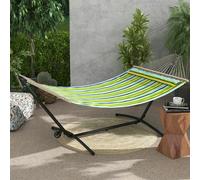 Outsunny Hammock Stand W/ Wheels, Adjustable Hammock Stand, Black, Black