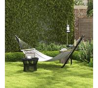Outsunny Hammock Stand with Side Tray, Steel Frame Hammock Stand, Black, Black