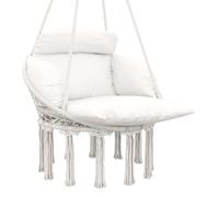 Outsunny Hammock Chair, Boho Hanging Swing Chair with Cushion, Cream White, Cream