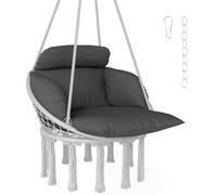 Outsunny Hanging Chair Outdoor Hammock Chair with Soft Cushion, Cotton Rope Boho Style Swing Chair, Hanging Garden Swing Seat for Indoor Outdoor, Dark Grey