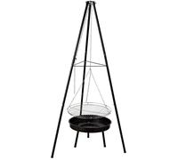 Outsunny Hanging Charcoal BBQ & Tripod - Black | Hanging Grill
