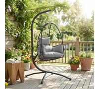 Outsunny Hanging Egg Chair, Swinging Hammock Chair with Stand, Dark Grey - Dark Grey - 1 - Swing Chair