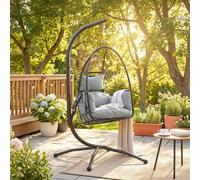 Outsunny Hanging Egg Chair, Swinging Hammock Chair With Stand, Dark Grey Dark Grey