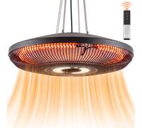 Outsunny Hanging Electric Patio Heater with LED Light 1000/2000 W Black | IP65 Waterproof, Ceiling Mounted, Outdoor Infrared Heater, Touch/Remote Control, 24-Hour Timer