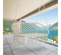 Outsunny 2-Seater Hanging Hammock Chair Soft Cushion Cream White