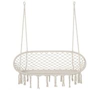 Outsunny 2-Seater Hanging Hammock Chair Soft Cushion Cream White