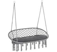 OUTSUNNY Hanging Hammock Chair Macrame Seat for Patio Garden Yard Cream White in Dark Grey Outsunny Dark Grey