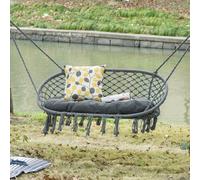 Outsunny Hanging Hammock Chair Macrame Seat for Patio Garden Yard Dark Grey
