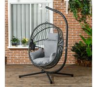 Outsunny Hanging Swing Chair with Thick Cushion, Patio Hanging Chair, Grey, Grey