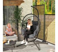 Outsunny Hanging Swing Chair with Thick Cushion, Patio Hanging Chair, Grey, Grey