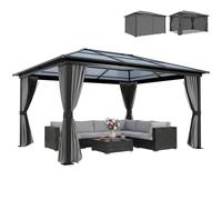Outsunny Hardtop Gazebo 3.6 x 4m - Black & Dark Grey | TJ Hughes