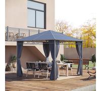 Outsunny 3 x 3m Hardtop Gazebo for Garden Party w/ Polycarbonate Curtains, Grey