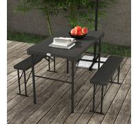 Outsunny HDPE Picnic Table Set w/ Beer Table & 2 Benches for 6 - Dark Grey | TJ Hughes