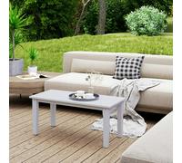 Outsunny HDPE Rectangle Garden Coffee Table, Slatted Outdoor Table, White - White - HDPE
