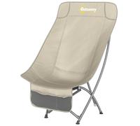 Outsunny Heavy Duty Camping Chair Portable For Adults With Side Pocket Khaki Khaki