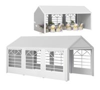 Outsunny Heavy Duty Gazebo, Garden Gazebo Marquee Wedding Shelter Level 4 Wind Protection, 6 x 3 m, White Aosom UK