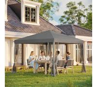 Outsunny 3 x 3 m Pop Up Gazebo, 420D Garden Tent Canopy with Removable Mesh Sidewall Netting, Carry Bag for Garden Patio Outdoor, Light Grey