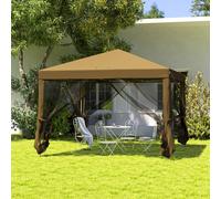 Outsunny Heavy Duty Pop Up Gazebo With Removable Mesh Sidewall Khaki