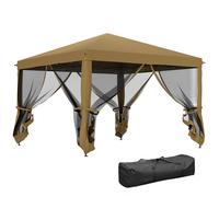 3 x 3 m Heavy Duty Pop Up Garden Gazebo with Handy Bag Mesh Sidewalls Outsunny Khaki One Size