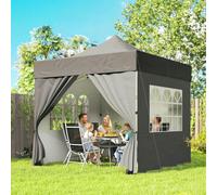 Outsunny Heavy Duty Pop Up Gazebo With Sides, Upf50+ Marquee Gazebo In Grey Grey