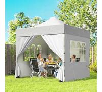 Outsunny Heavy Duty Pop Up Gazebo with Sides, UPF50+ Marquee Gazebo - Silver Grey