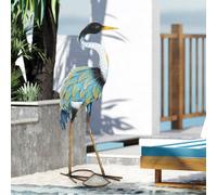 Outsunny Heron Garden Statue, Metal Garden Gift With Stakes, Multi-Colour Multi
