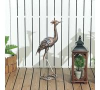 Outsunny Heron Garden Statue, Metal Garden Gift With Stakes, Silver Tone