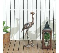 Outsunny Heron Garden Statue, Metal Garden Gift With Stakes, Silver Tone Silver