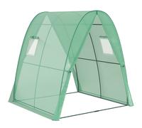 Outsunny Hoop House Greenhouse with Sandbags, Walk-In Tunnel Green House with 2 Doors and Screen Windows, 1.8 x 1.8 x 2m, Green