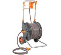 Outsunny Hose Reel Cart with Wheels, 45+2m Garden Hose Reel with 2 Patterns Nozzle, Faucet Adaptors and Rewind Handle, Portable Waterpipe Reel for Outdoor Patio Watering and Cleaning, Orange