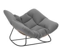 Outsunny Indoor Outdoor Rocking Chair, Oversized Rocking Egg Chair with Cushion for Living Room, Garden, Patio, Grey
