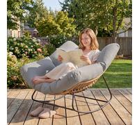 OUTSUNNY Indoor Outdoor Rocking Chair with Cushion, Light Grey Outsunny Light Grey