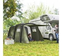 Outsunny Inflatable 3-6 Man Tunnel Tent w/ Pump, Living Area, Olive Green Outsunny Green One Size