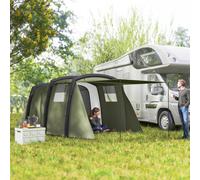 Outsunny Inflatable 3-4 Man Tunnel Tent w/ Pump, Living Area, Olive Green
