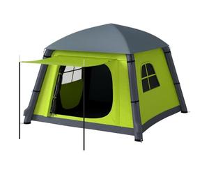 Outsunny Inflatable Camping Tent Blackout Hand Pump Easy Setup | 1/2 Person Blow Up Tent, 3000mm Waterproof Taffeta, Mesh Windows, Doors, Carry Bag