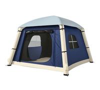 Outsunny Inflatable Camping Tent Hand Pump 2 Man Blackout Tent In Dark Blue Dark Blue