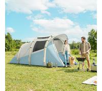 Outsunny Inflatable Camping Tent w/ Air Pump, 2-3 Person Blow Up Tent - Blue - Air pump, carry bag, storage pockets, groundsheet - 2-3 person