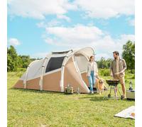 Outsunny Inflatable Camping Tent W/ Air Pump, 2-3 Person Blow Up Tent In Khaki Khaki