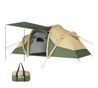 Outsunny Inflatable Camping Tent w/Air Pump, Tunnel Design Green
