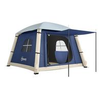 Outsunny Inflatable Camping Tent w/ Hand Pump, Easy Setup 1/2 Person Blow Up Tent, Dark Blue