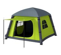 Outsunny Inflatable Camping Tent w/Hand Pump, Easy Setup 1/2 Person Blow Up Tent Waterproof 190T Taffeta w/Mesh Windows, Doors and Carry Bag, Green