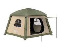 Outsunny Inflatable Camping Tent w/ Hand Pump, Easy Setup 1/2 Person Blow Up Tent Waterproof 190T Taffeta w/ Mesh Windows, Doors and Carry Bag, Brown Brown