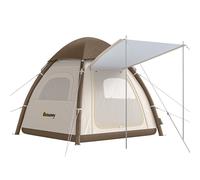 Outsunny Inflatable Camping Tent with Rainfly, 3 Man Air Tent 3000mm Waterproof Blow Up Tents, Cream