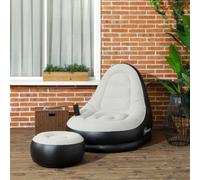 Outsunny Inflatable Chair and Footstool for Gaming, Reading, Watching, Grey