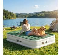 Outsunny Inflatable Mattress, Air Bed with Built-in Pump - 200L x 150W x 39H cm - Dark Green