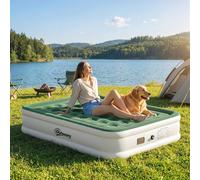 Outsunny Inflatable Mattress, Air Bed with Built-in Pump - 200L x 150W x 39H cm - Dark Green