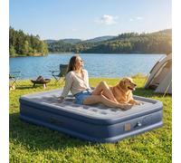Outsunny Inflatable Mattress, Double Air Bed with Built-in Pump, Grey